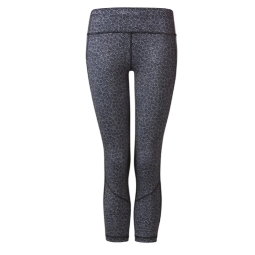LULULEMON Pace Rival Crop Leggings Freckle Flower Black White/Black Size 4